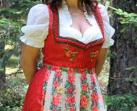 Midi Dirndl mit Rosenmuster & 2 Schürzen, 42, gereinigt Bayern - Ruhpolding Vorschau