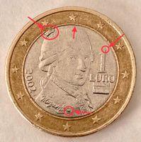 Fehlprägung, 1 Euro Münze, Mozart, 2002, absolutes Unikat Schwerin - Neumühle- Sacktannen Vorschau