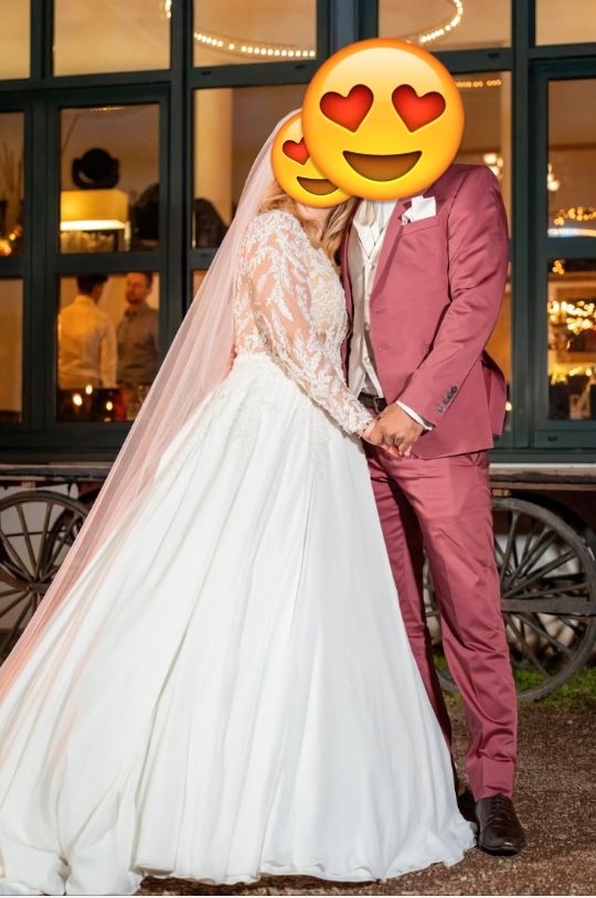 Brautkleid Hochzeitskleid durchsichtig Spitze langärmlig -65%!!! in Mörfelden-Walldorf