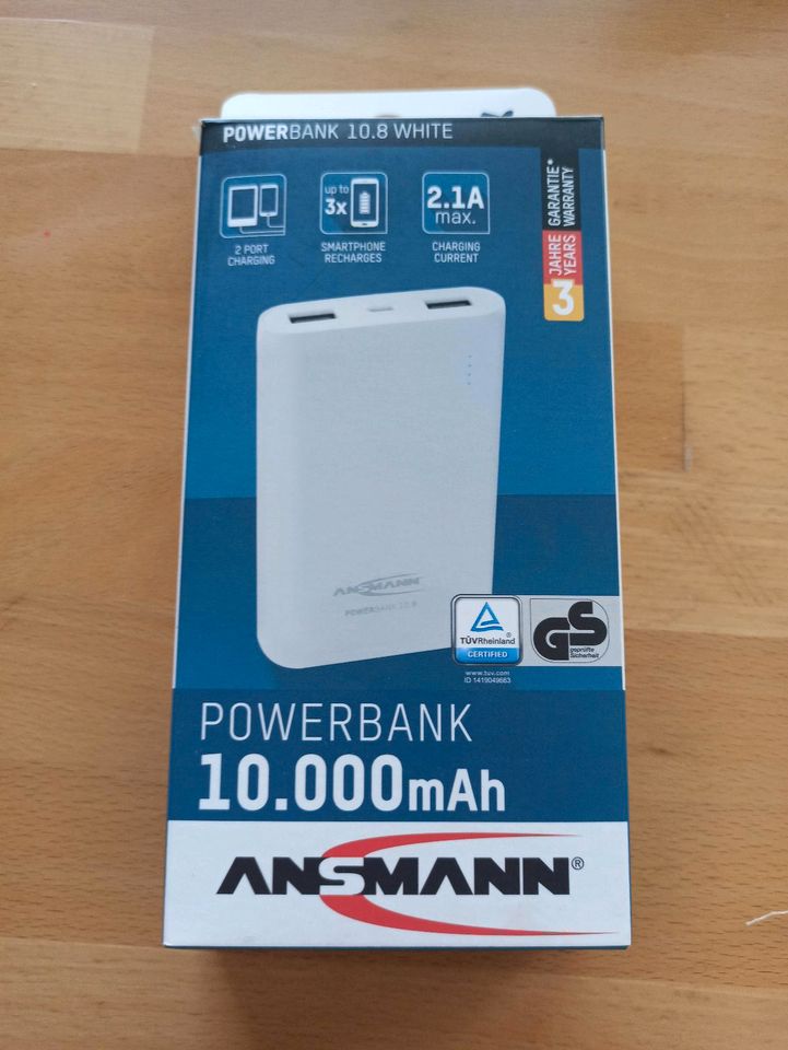 Powerbank Ansmann 10000 mAh 10.8 weiß mit OVP in Leipzig