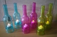 6 Deko LED Teelicht Glas Flaschen Lichterflasche 3 Farben Nordrhein-Westfalen - Geldern Vorschau