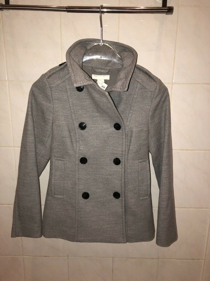 H&M Jacke Mantel 32/34 XS Grau Militär Damen Wolljacke NEU Winter in Weinheim