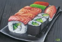 Sushi Gemälde, Pastellkreide, 50 x 60 cm Hessen - Darmstadt Vorschau