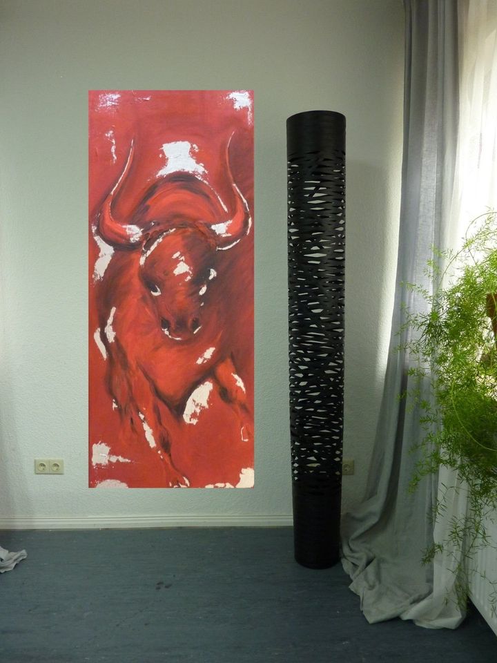 Original Bild Acryl Gemälde Stier Bulle Bull Stierkampf silber in Porta Westfalica