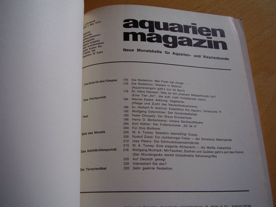 älteres Magazin f. Aquarium Terrarium von 1972 * pro Heft 2 Euro in Nordendorf