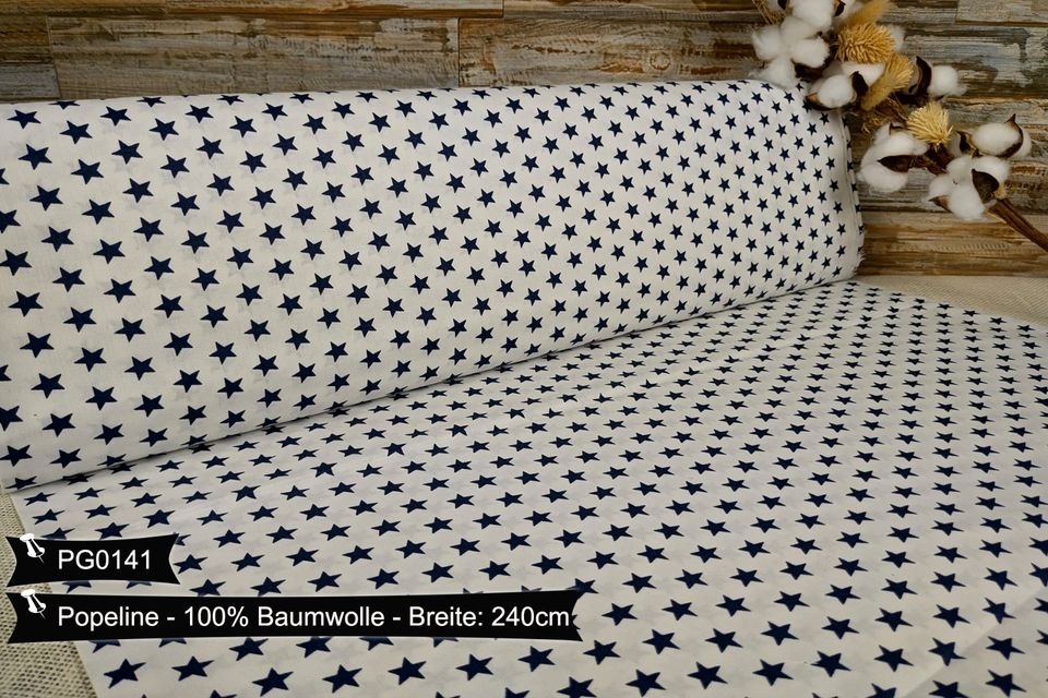 Baumwollstoffe Doppelbreit 240cm Popeline VERSANDFREI Sterne Streifen Punkte Stoffe Meterware ab 50cm Baumwolle Bastelstoff Hochwertige Patchwork Basteln Dekostoffe Deko Stoff Stoffreste ÖkoTex in Leipzig