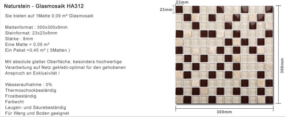Lagerausverkauf Braun-​Beige-Weiß Naturstein & Glas Mosaikfliesen in Hamburg