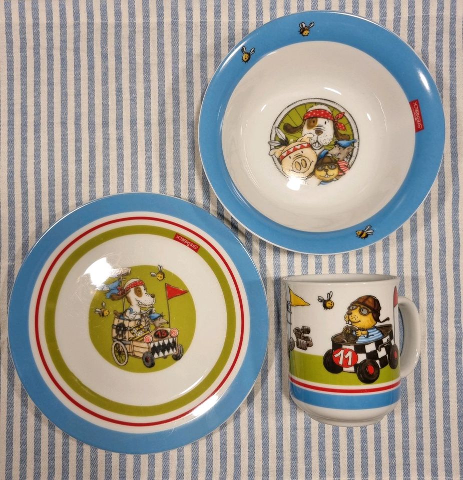 3er Set Kinder Porzellan Teller Schale Tasse Steinbeck in Munster