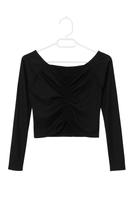 Bluse Crop Top Größe 38/M Netzärmel Knitteroptik in schwarz Sachsen - Görlitz Vorschau