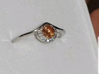 Ring 925 Silber mit Orangenem Citrin & weiße Swarovski Kristalle Niedersachsen - Lamspringe Vorschau