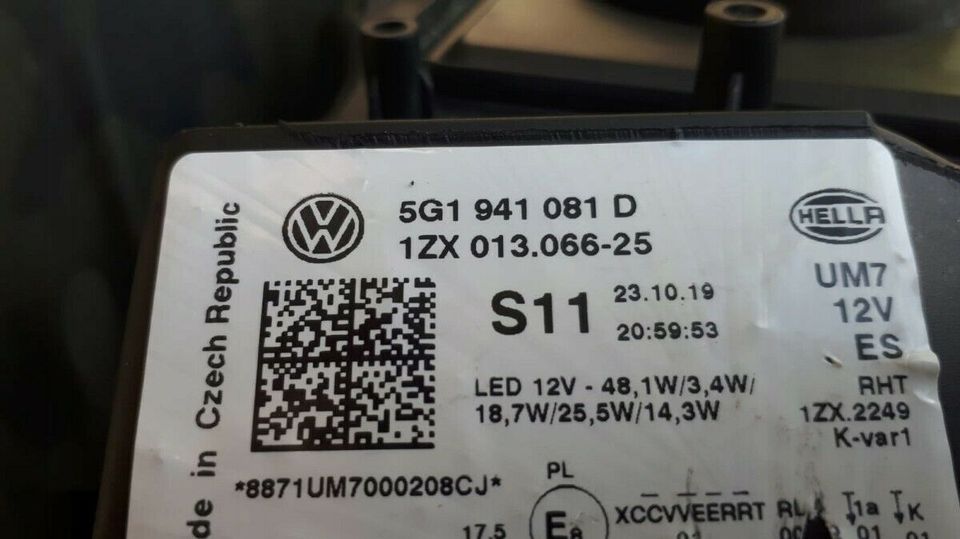 VW GOLF 7 FaceliftVOLL LED SCHEINWERFER 5G1 941081D in Neu-Isenburg