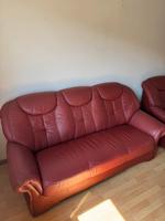 Rote Ledercouch 3er, 2er & Sessel Bayern - Dorfprozelten Vorschau