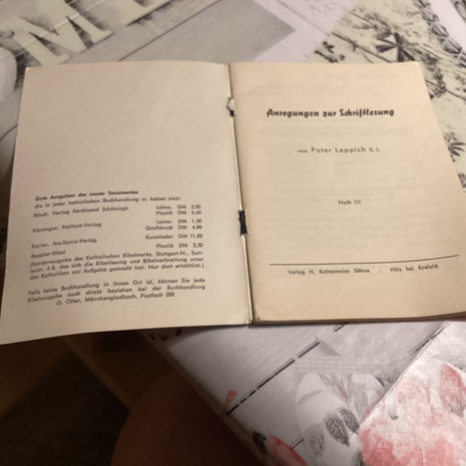 Heft „ Anregungen zur Schriftlesung“ von 1959, Glaube, Kirche in Grafling