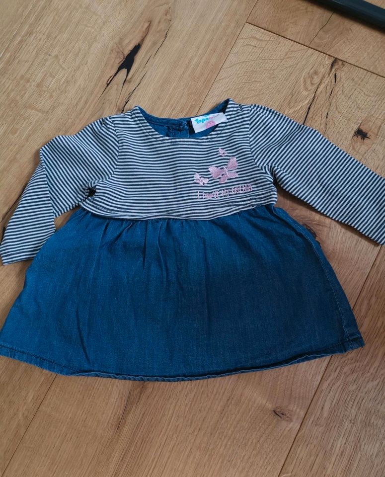 Topomini Kleid Mädchen Baby Gr 62 blau gestreift rose neuwertig in Oberndorf am Neckar