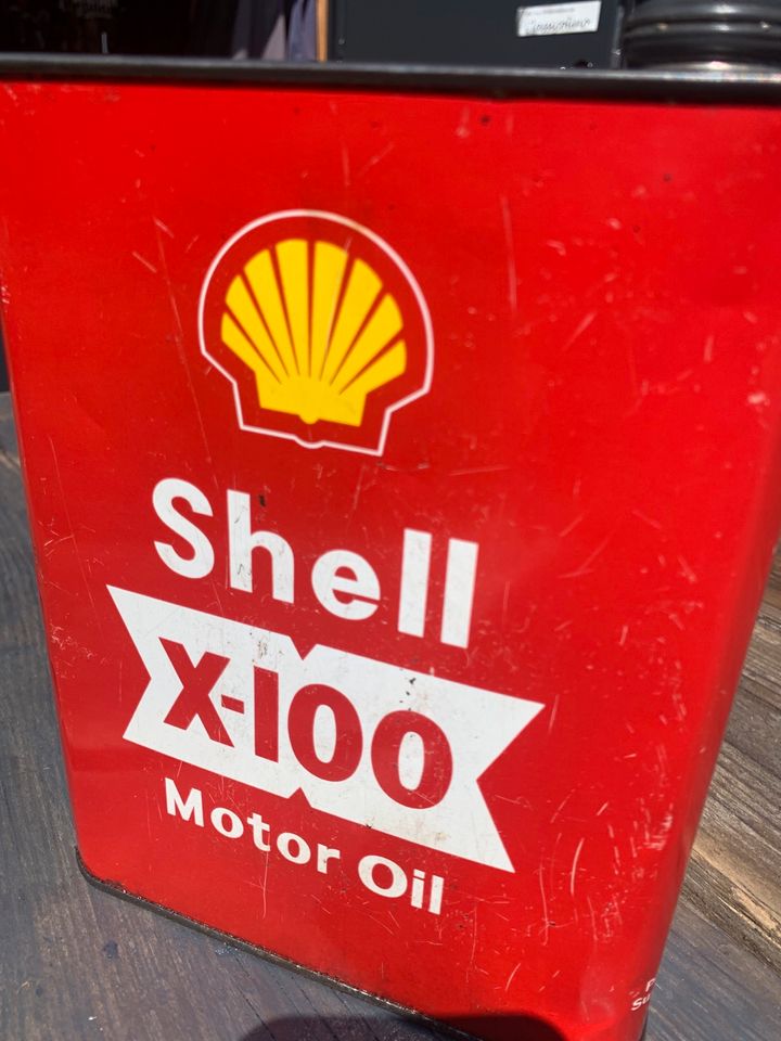 Shell X-100 Öldose rot 60er ungeöffnet Deko Oldtimer Garage Vespa in Korschenbroich