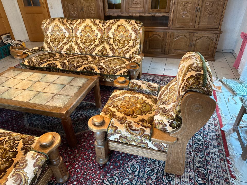 Wohnzimmer Sitzgruppe Sofa Couch Landhaus Eiche massiv beige in Schöllkrippen