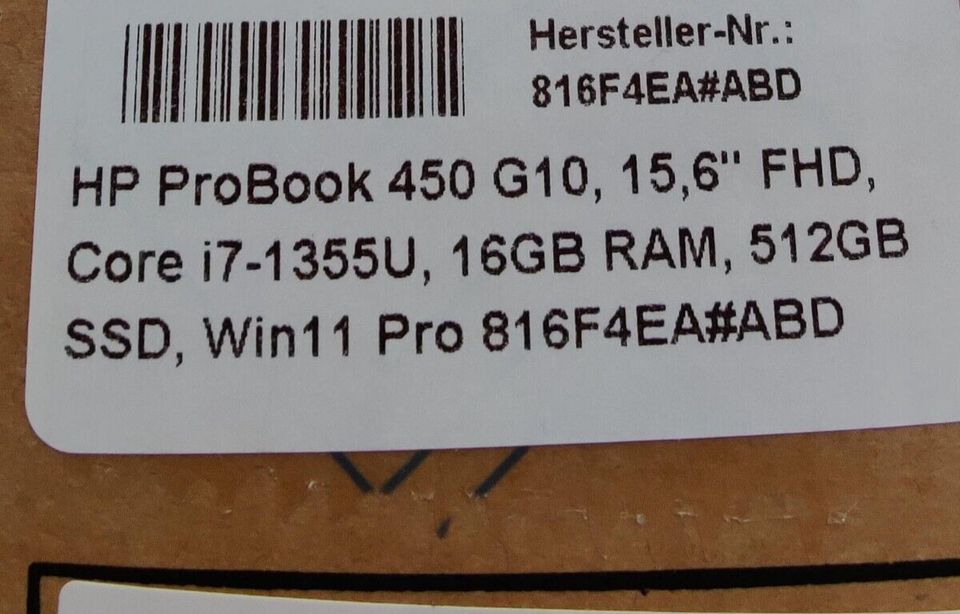 HP ProBook 450 G10 15,6" FHD i7-1355U 16GB RAM 512GB Win11 Pro in Esslingen