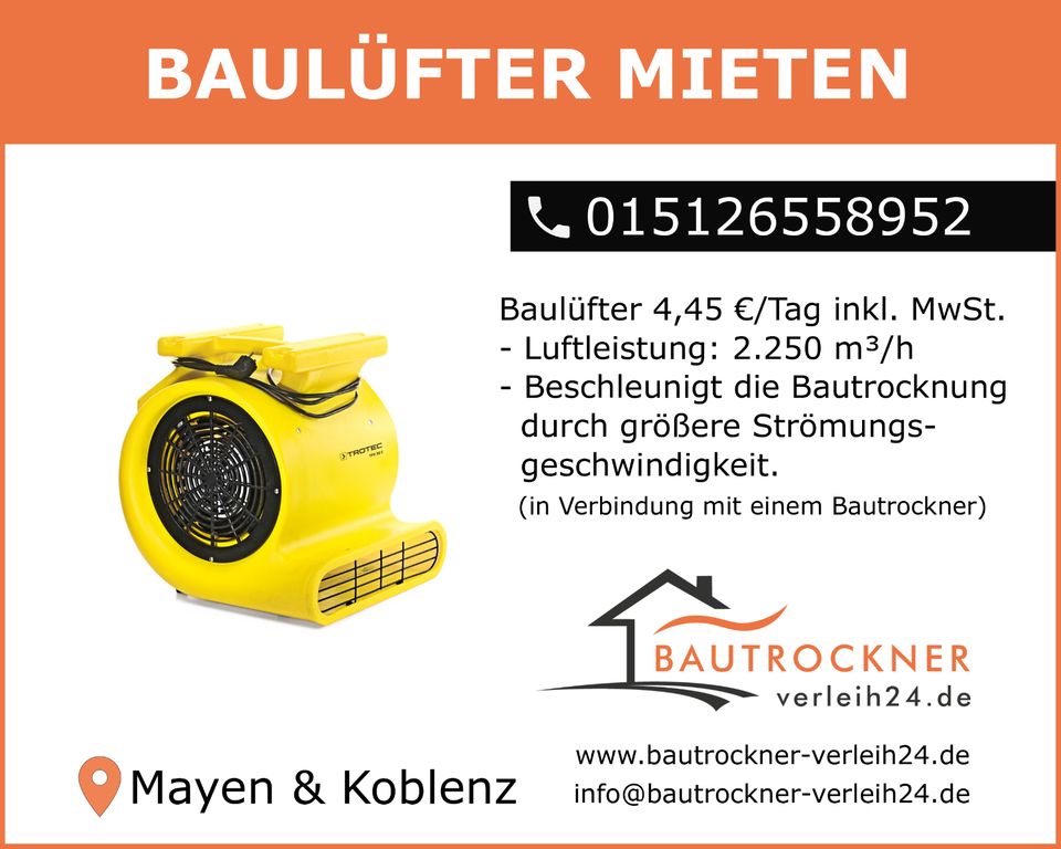 Bautrockner Verleih Bautrocknung Neubau Wasserschaden Sanierung in Mayen