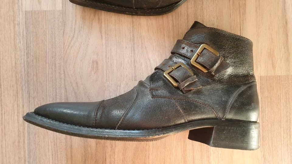 schwarze PAWELK'S Herren Bikerboots mit Schnallen Gr 43 in Wuppertal