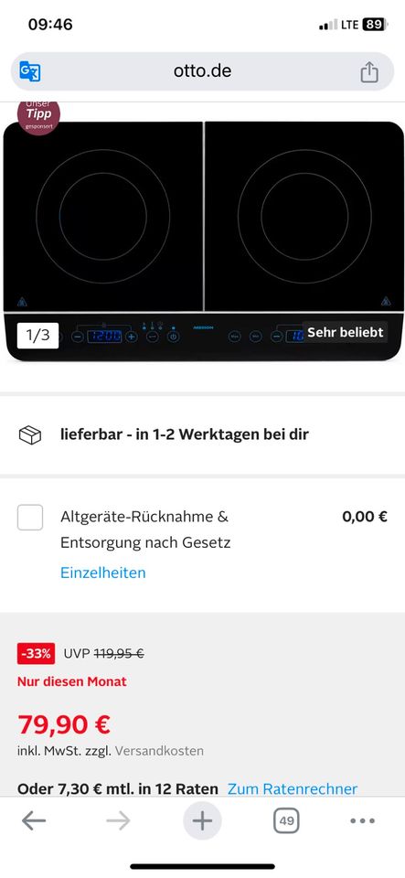 Medion Doppelkochplatte in Deesen