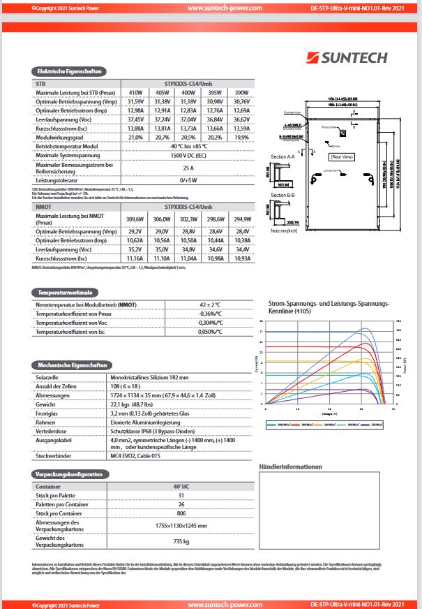 PV-Module Suntech Ultra V mit 410 Watt - Top Modul! in Giebelstadt