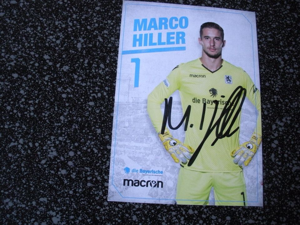 1860 München - Aufstiegs-Shirt 2017/18 + AK Marco Hiller signiert in Deggendorf