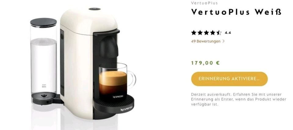 Nespresso Vertuo Plus weiß Kaffeemaschine wie neu! in Niederkassel