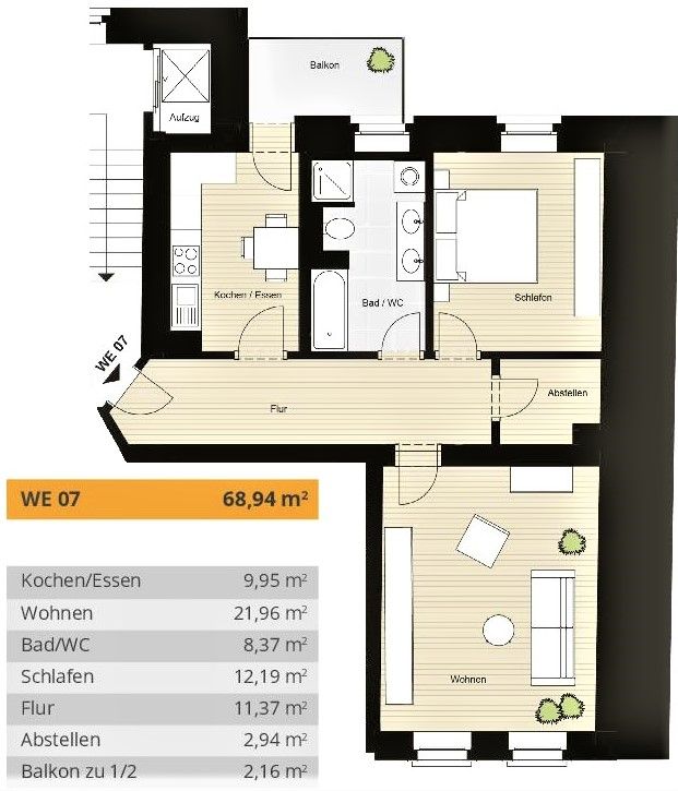ERSTBEZUG! EBK möglich! Traumwohnung mit Balkon, Aufzug, Bad mit Wanne & Dusche / WE 7 in Chemnitz