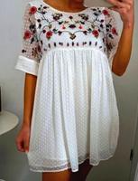 Zara Kleid Overall Tunika Stickerei Blumen Gr.34/36 XS S Sachsen - Plauen Vorschau