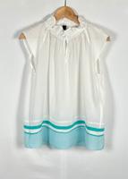 ✨ Leichte Designer Bluse Marc Cain weiß hellblau Seide N2 ❣️ Berlin - Steglitz Vorschau