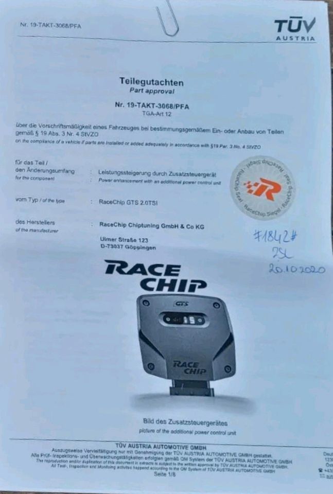 Racechip GTS VW Audi SKODA 2.0 TSI BWA CAWB usw.. in Essenbach