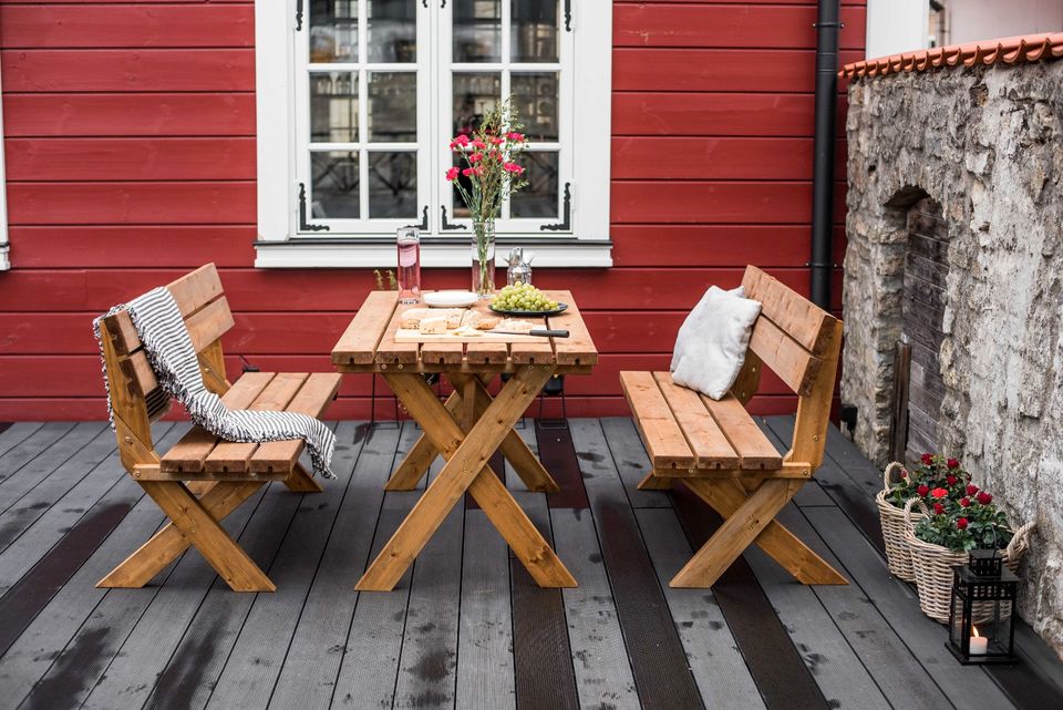 GartenmöbelSet Sitzgruppe Garten Holz Gartengarnitur Holzgarnitur 3