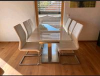 Esstisch - Garnitur, 2x ausziehbar, Glas mit 6 Stühlen Kunstleder Bayern - Pleinfeld Vorschau