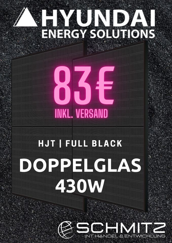 Hyundai Solar Photovoltaik Modul | HJT | Doppelglas | Full Black in Lingen (Ems)