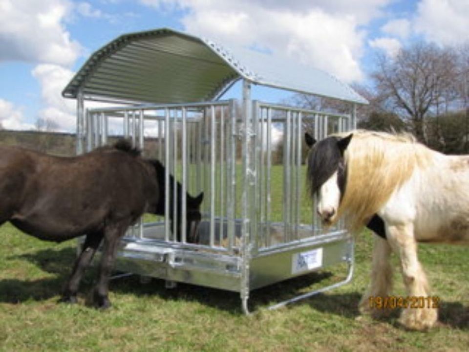 Heuraufe Viereckraufe mit Sicherheitsfressgitter für Pferde in Schotten