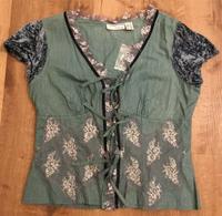 Vintage-Bluse mit Bindeverschluss, türkis, Gr. 38 Bayern - Gangkofen Vorschau