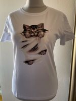 Damen T-Shirt mit Katzenmotiv Neu Größe M weiß 100% Baumwolle Brandenburg - Neu-Zittau Vorschau