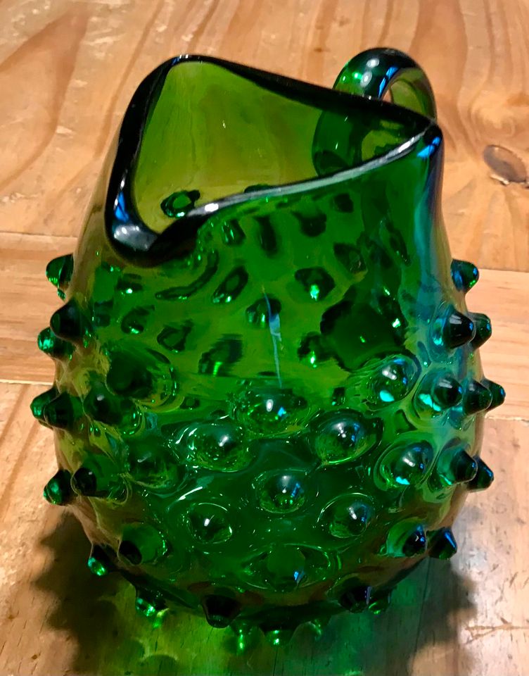 Empoli Verde Krug Murano Noppenglas Pitcher Vase smaragdgrün RAR! in Frechen