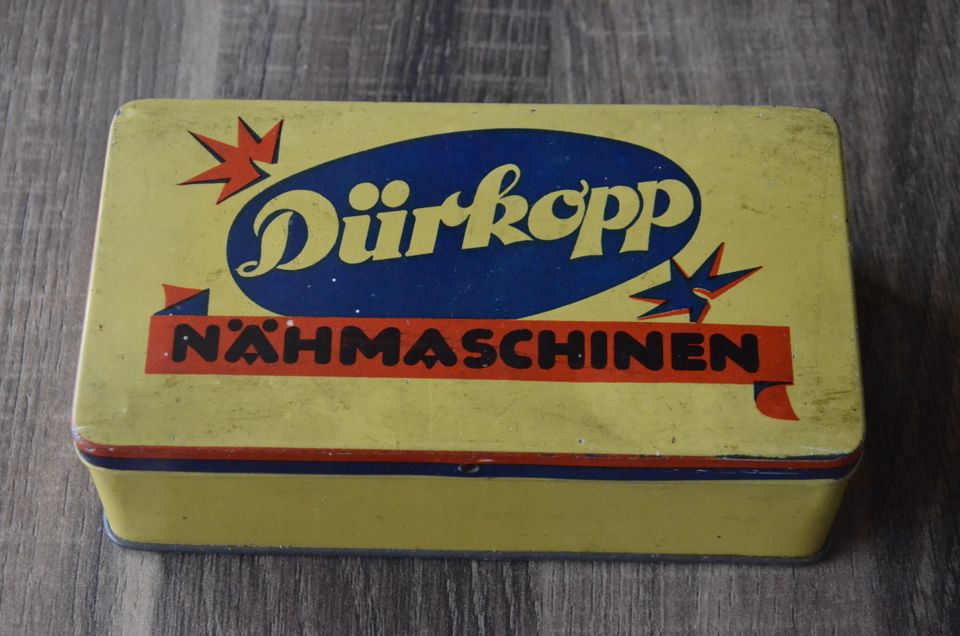 Blechdose Dürkopp / Nähmaschinen in Erlau