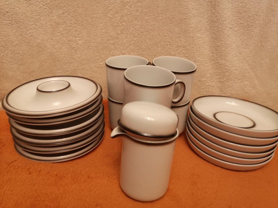 KAFFEESERVICE THOMAS SCANDIC SHADOW weiß Rand braun 6 Personen in Delmenhorst