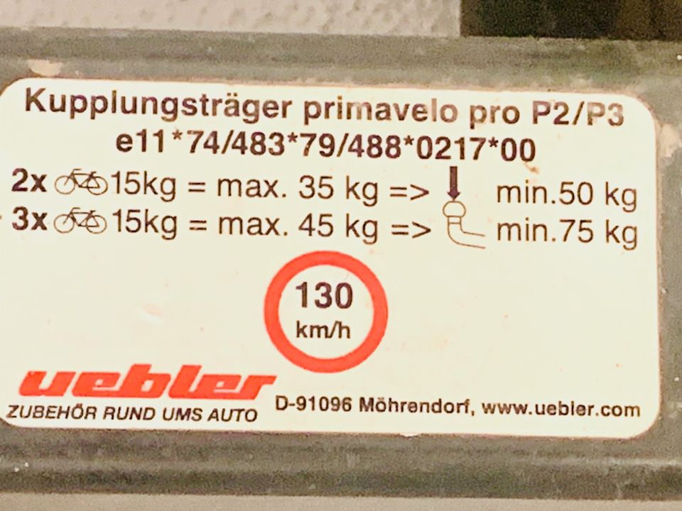 Kupplungsträger Uebler Primavelo pro P2/P3 alu in Potsdam