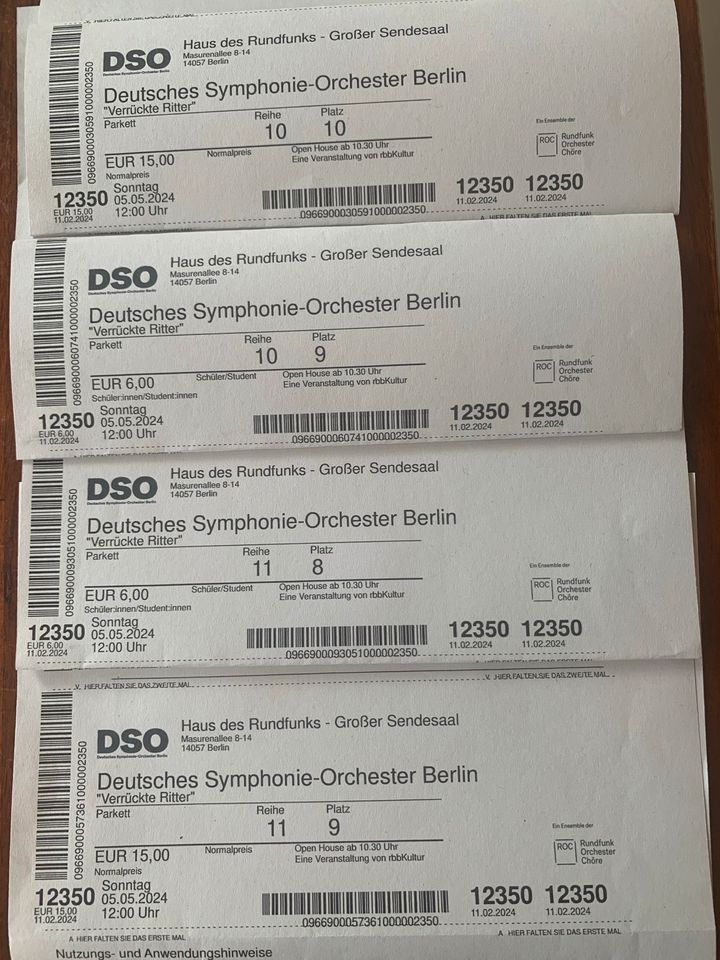 4 Tickets Symphonieorchester Berlin 5.5.24 in Berlin