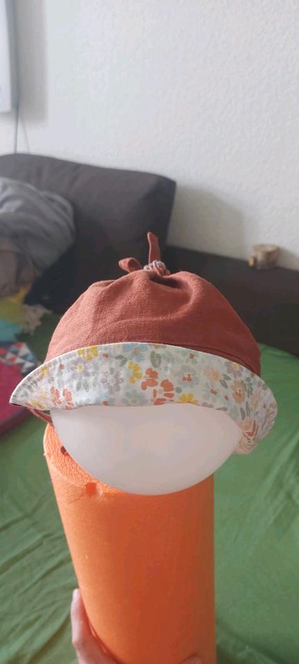 Leinen Bonnet NEU rost Sonnenhut Baby Haube 6-18monate habdmade in Berlin