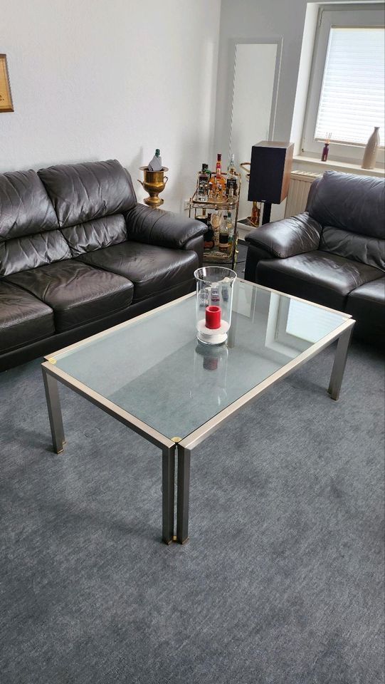 Hochwertiger Wohnzimmer-Tisch Edelstahl mit Massiver Glasplatte in Hückeswagen