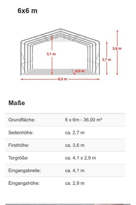 Weidezelt Lagerzelte Lagerhalle 6 x 6 x 3 mit Sturmset u Versand in Elbingen Westerwald