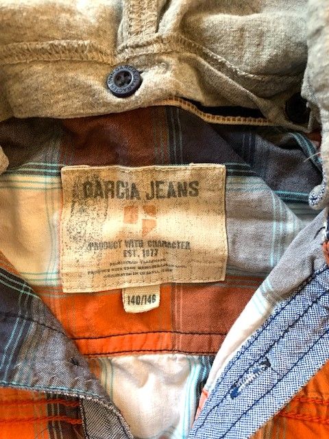 GARCIA JEANS Hemd kariert blau-weiß-orange Kapuze 140 146 in Osterby 