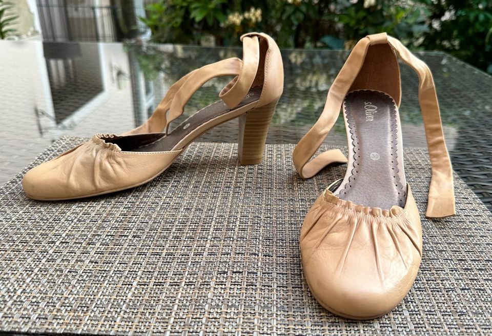 Schnür Pumps v. S. Oliver, echt Leder beige, Damen Gr. 39 in Berlin