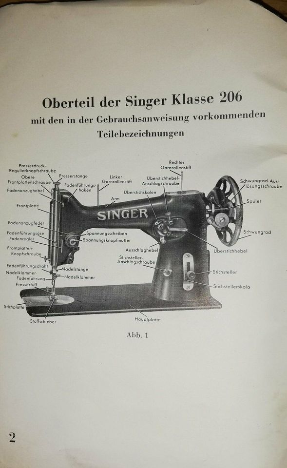 Alte Singer Nähmaschine mit Haube + Gebrauchsanweisung in Wehrheim