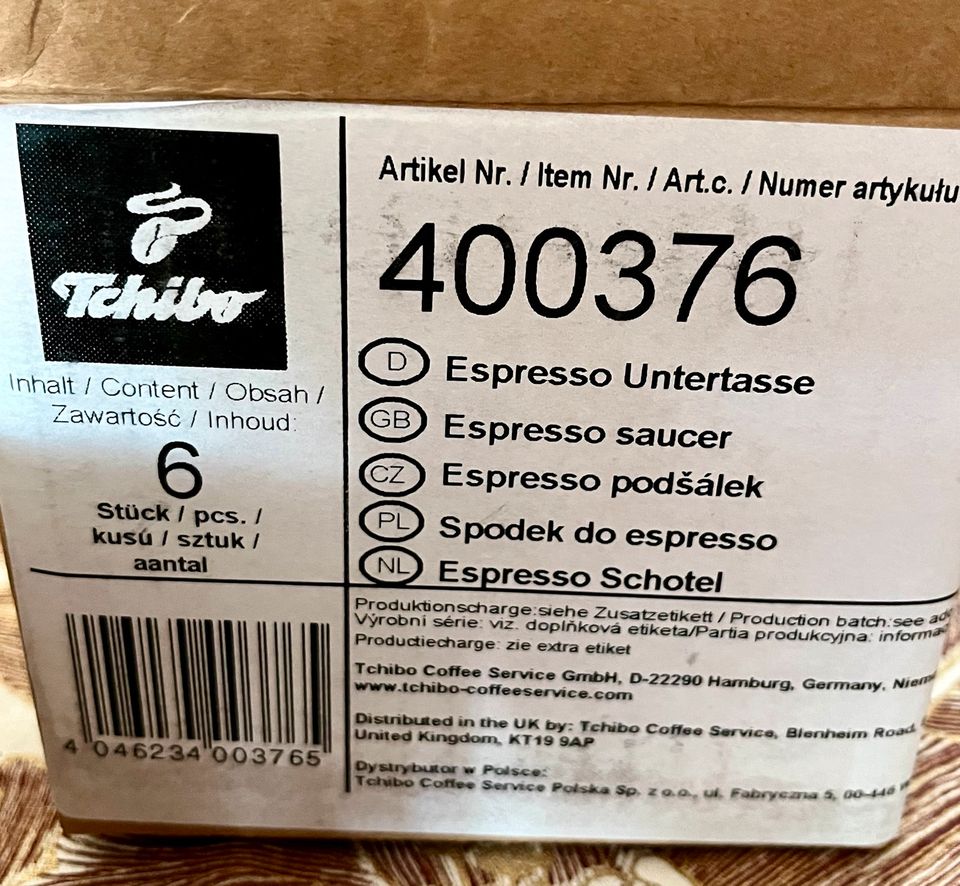 Tchibo Karton 6 Espresso Tassen&Teller❇️je 17€ Karton‼️Gastro in Berlin