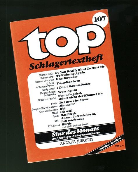 Schlagertextheft mit Star-Lexikon Top 107 (1983) in Irmenach